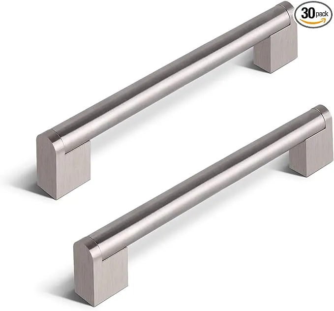 Knobonly 30 Pack 5 Inch (128mm) Hole Center Cabinet Pulls, Stainless Steel Cabinet Handles Brushed Nickel Drawer Pulls Boss Bar Dresser Handles Kitchen Cupboard Pulls and Handles