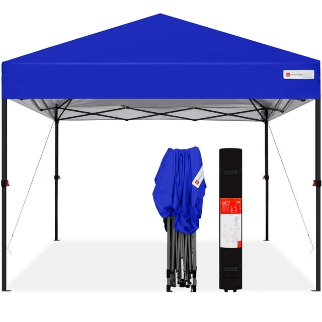 Best Choice Products 10x10ft Easy Setup Pop Up Canopy Instant Portable Tent w/ 1-Button Push, Carry Case - Resort Blue