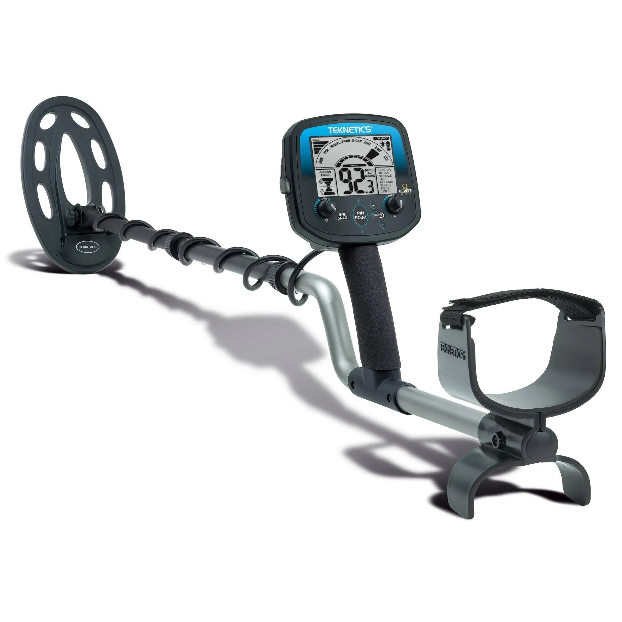 Teknetics  Omega 8500 Metal Detector with 10" Concentric Open Frame Search Coil, Operating Frequency 7.69 kHz