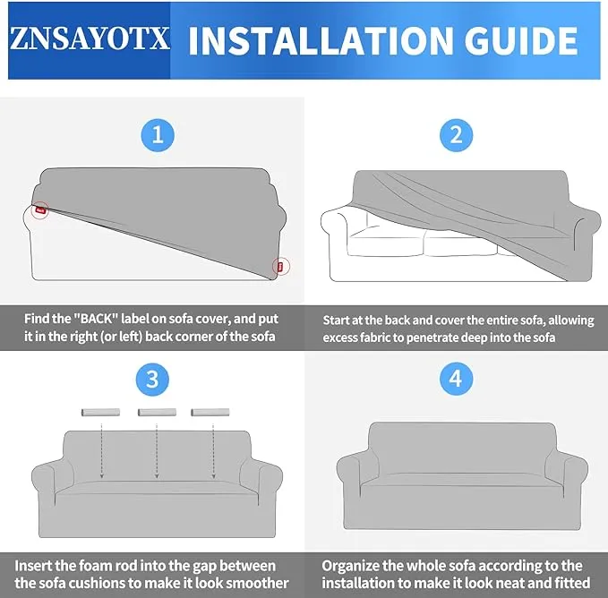 ZNSAYOTX 1 Piece Jacquard Couch Covers for 2 Cushion Couch High Stretch Loveseat