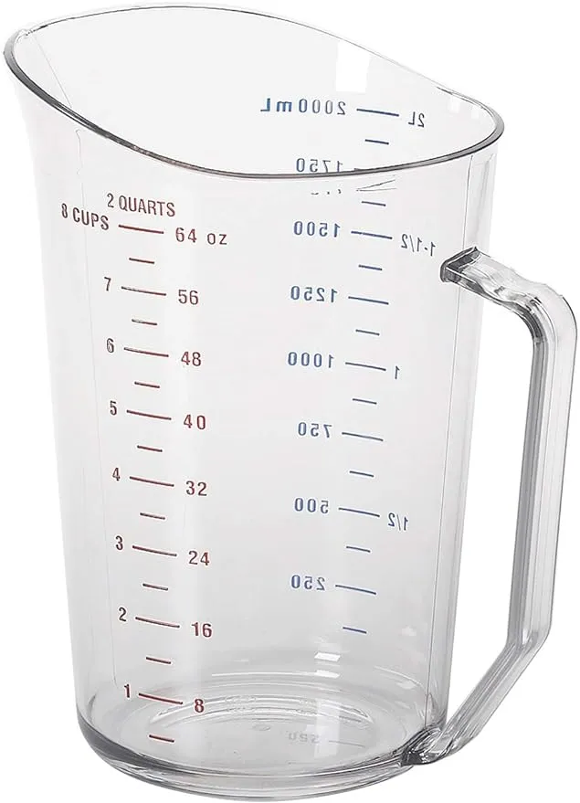 Cambro 200MCCW 2 qt Capacity, Camwear Clear Polycarbonate Liquid Measuring Cup