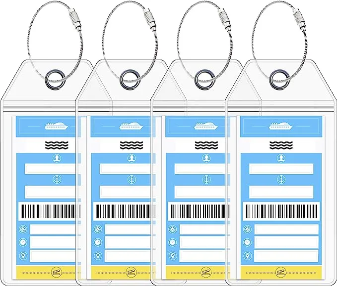 NCL Luggage Tag Holders by Cruise On [4 Pack] Fits Printed (Not Mailed) Norwegian Cruise Line Ships & Tags for Cruises in 2023 & 2024