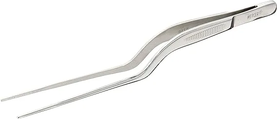 Mercer Culinary Straight Precision Plus Stainless Steel Plating Tongs | 11-3/4"