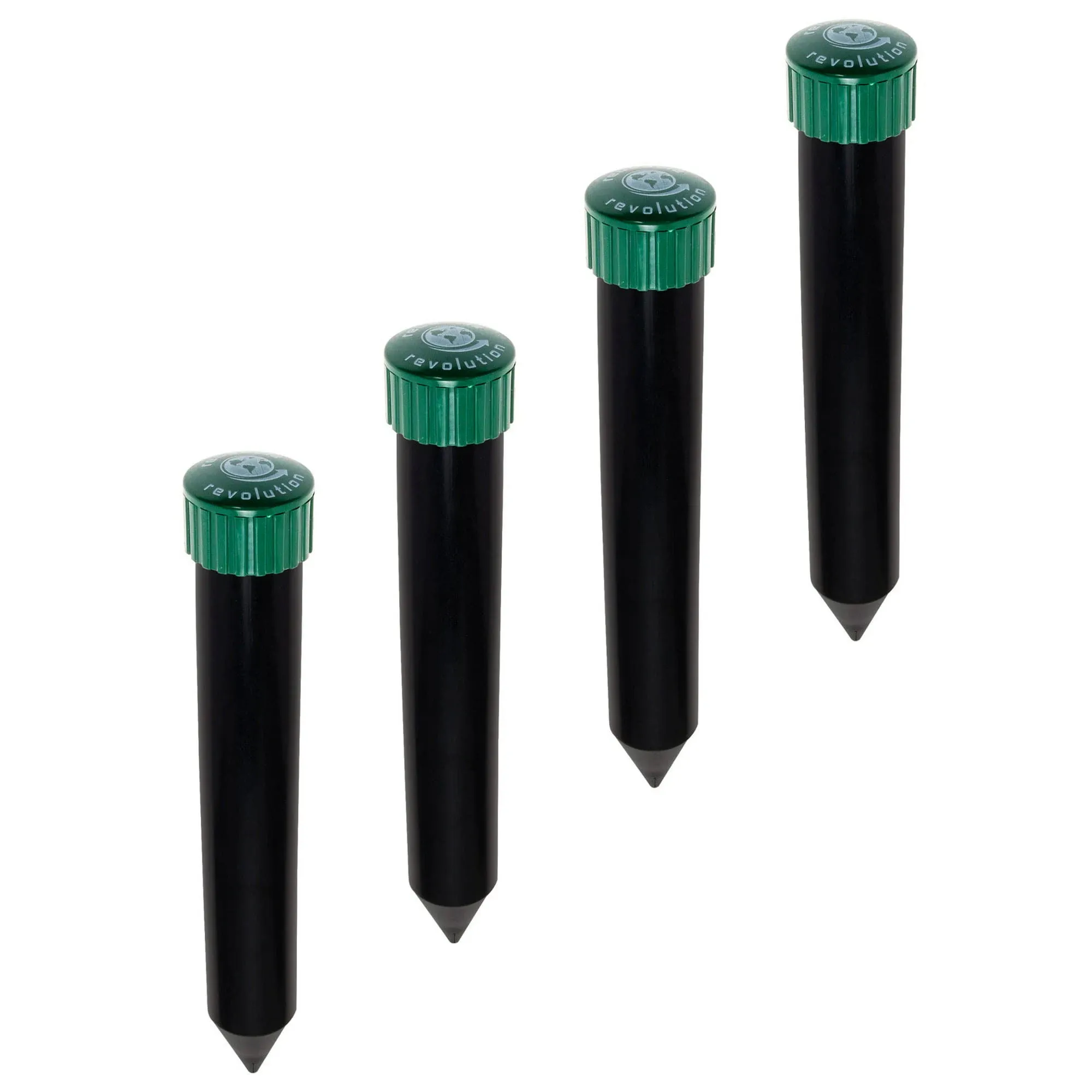 4 Pack Sonic Mole Chaser - Battery Operated Pest Repeller Stake, Scares Away Moles, Voles, Gophers and Rats by Reusable Revolution (Green & Black)