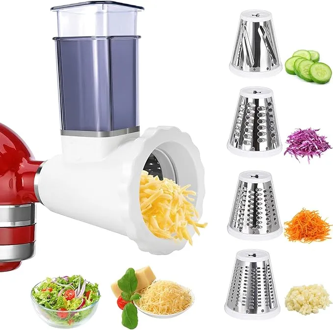 NEWSETS Slicer/Shredder Attachment for KitchenAid Mixers, Cheese Grater & Vegetable Chopper & Salad Shooter & Grater Food Slicer Accessories for