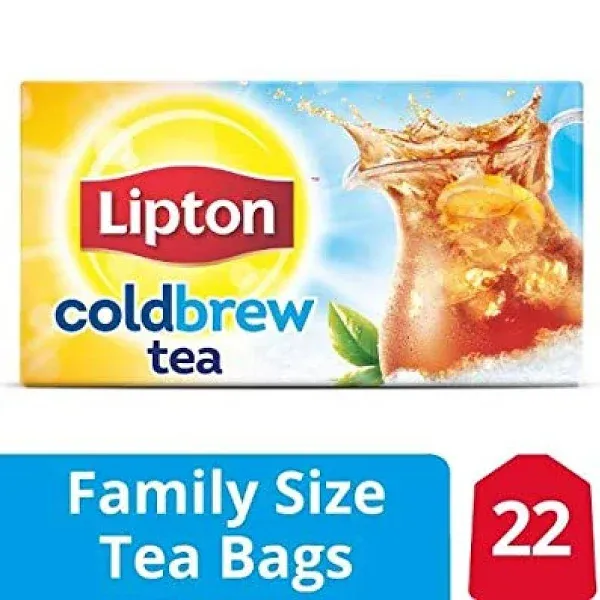 Lipton, Black Tea, Cold Brew, Family Size Tea Bags, 22-Count Boxes (Pack of 3)