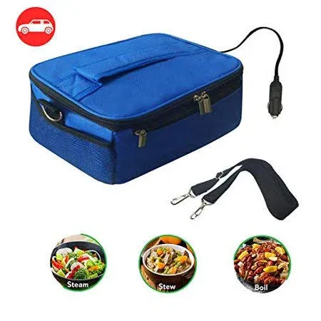 PORTABLE OVEN Car Food Warmer Electric Heated Mini Lunch Box Picnic Blue ALFREDX