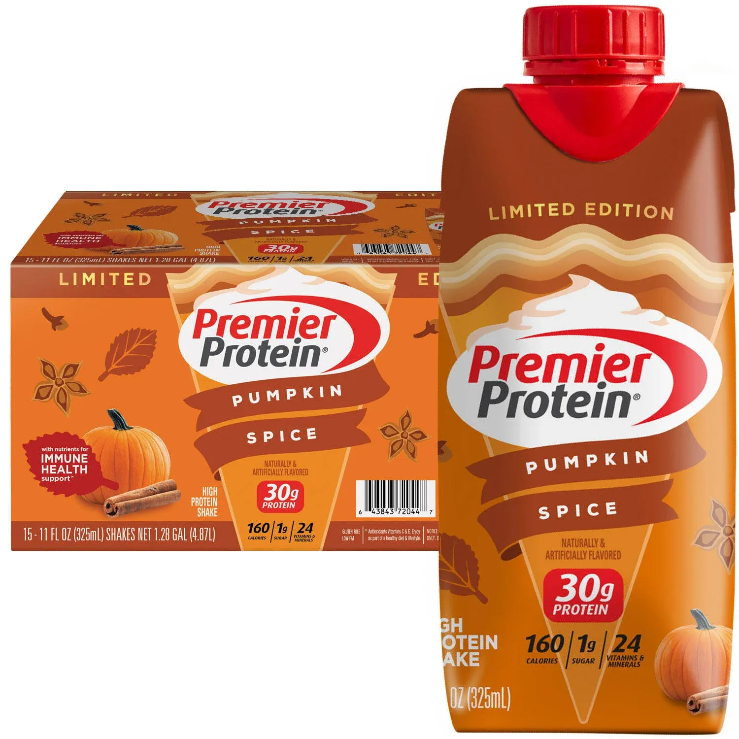 Premier Protein 30g High Protein Shake, Pumpkin Spice, 11 fl. oz., 15 pk