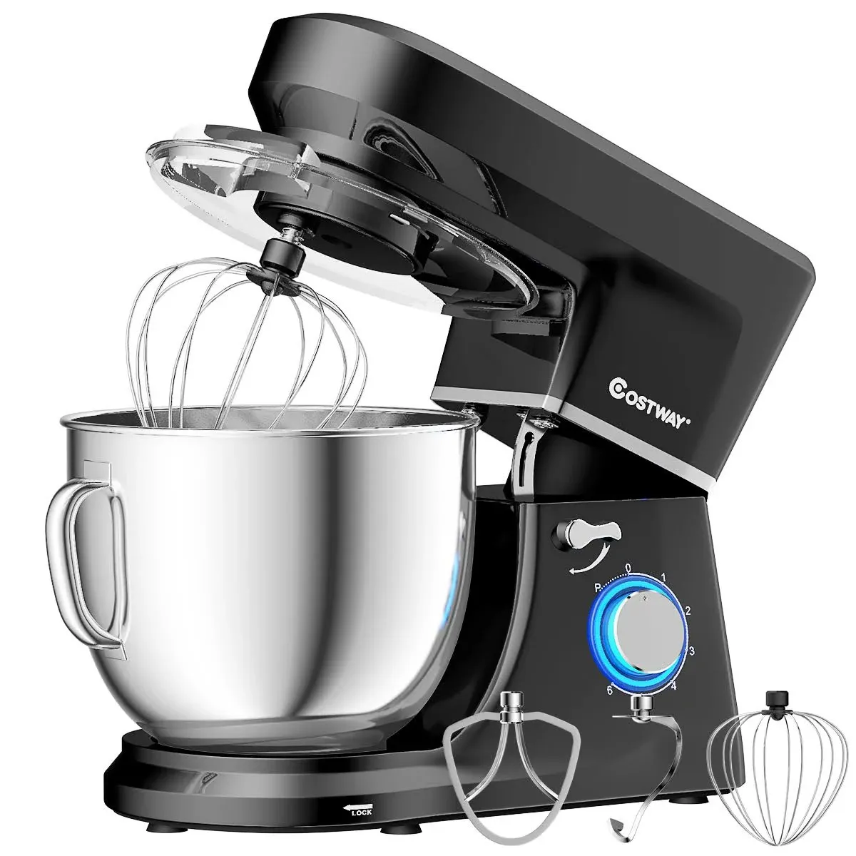 Costway Tilt-Head Stand Mixer 7.5 Qt 6 Speed 660W with Dough Hook