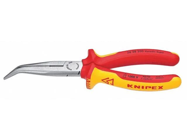 KNIPEX 26 28 200 SBA 8' Chain Nose Side Cutting Plier w/ Angled Jaw, Insulated