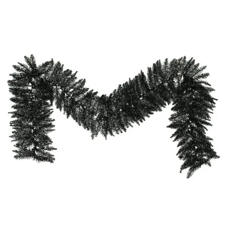 Vickerman 9' Black Fir Artificial Christmas Garland, Unlit - Faux Christmas Garland - Indoor Seasonal Home Decor