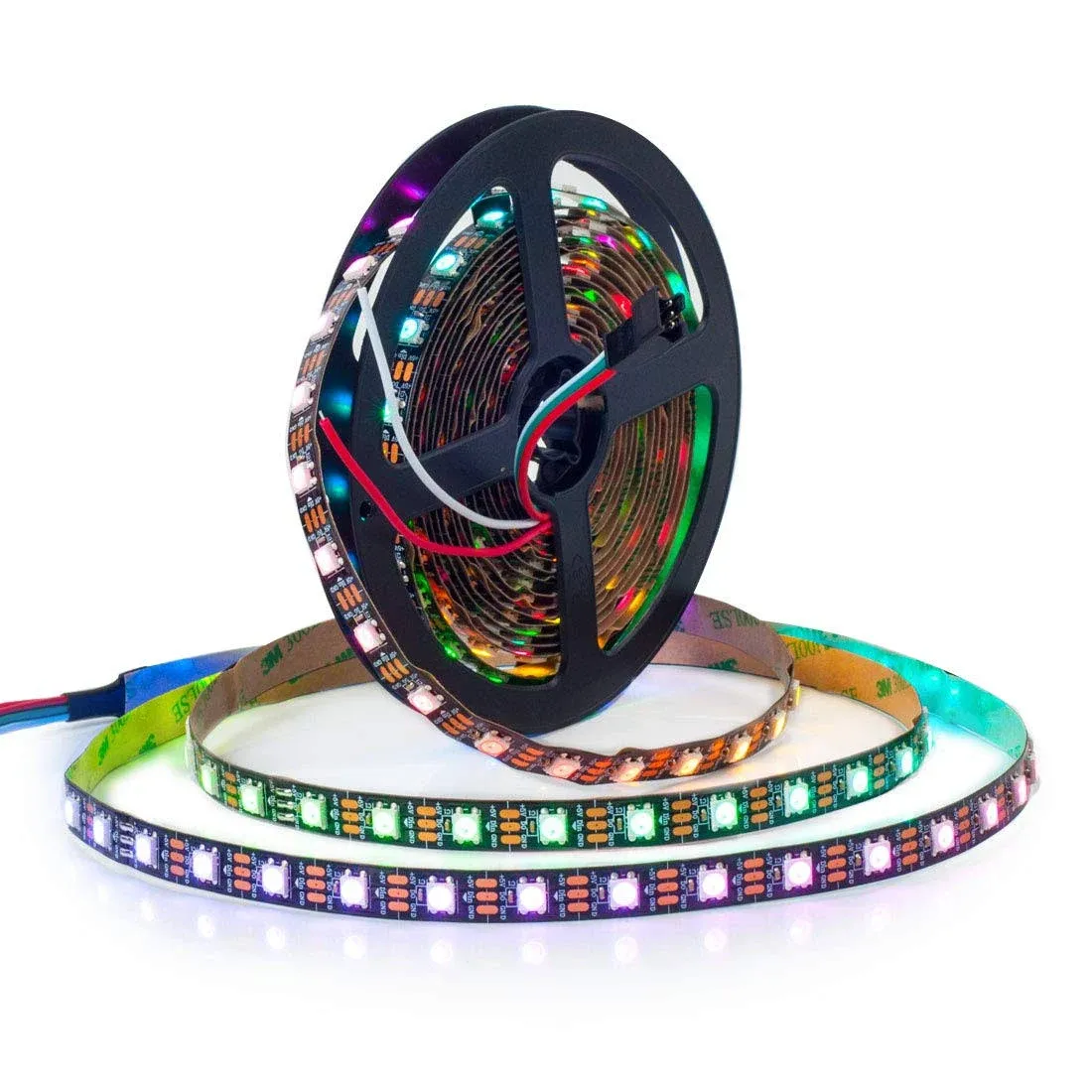 BTF-LIGHTING WS2812B Eco LED Strip, Chasing Effects 5050SMD Individually Addressable 16.4ft 60Pixels/m 300Pixels Flexible Black