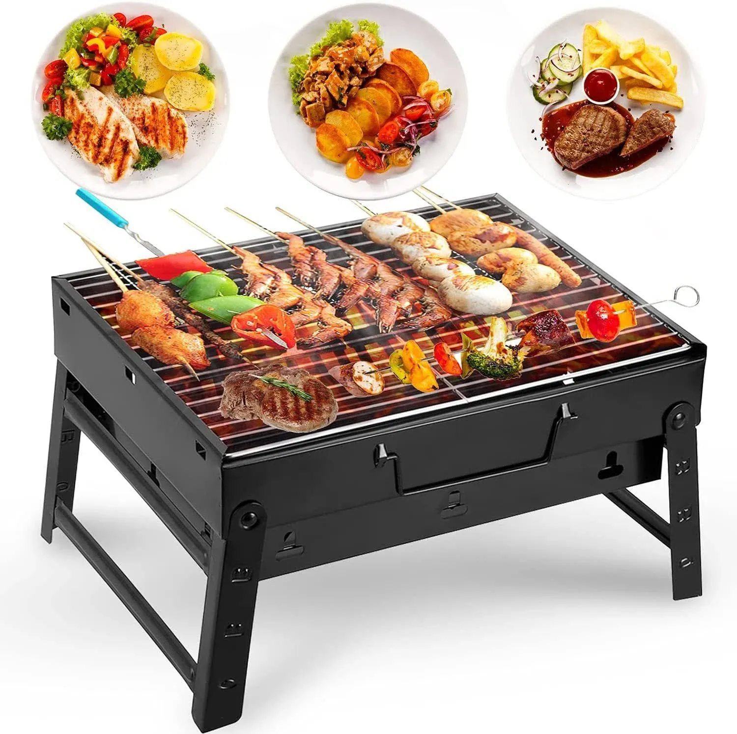 Uten Charcoal Grill, BBQ Grill Folding Portable Lightweight Smoker Grill ...