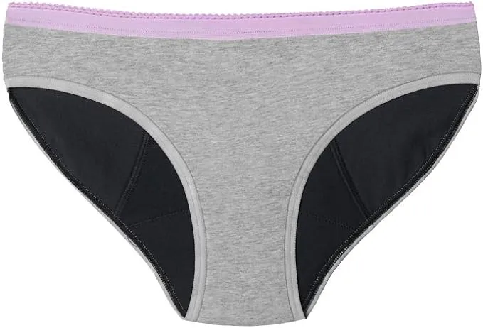 Thinx BTWN) Teen Period Underwear - Bikini Panties, Grey, 11/12 - Super Absorbency