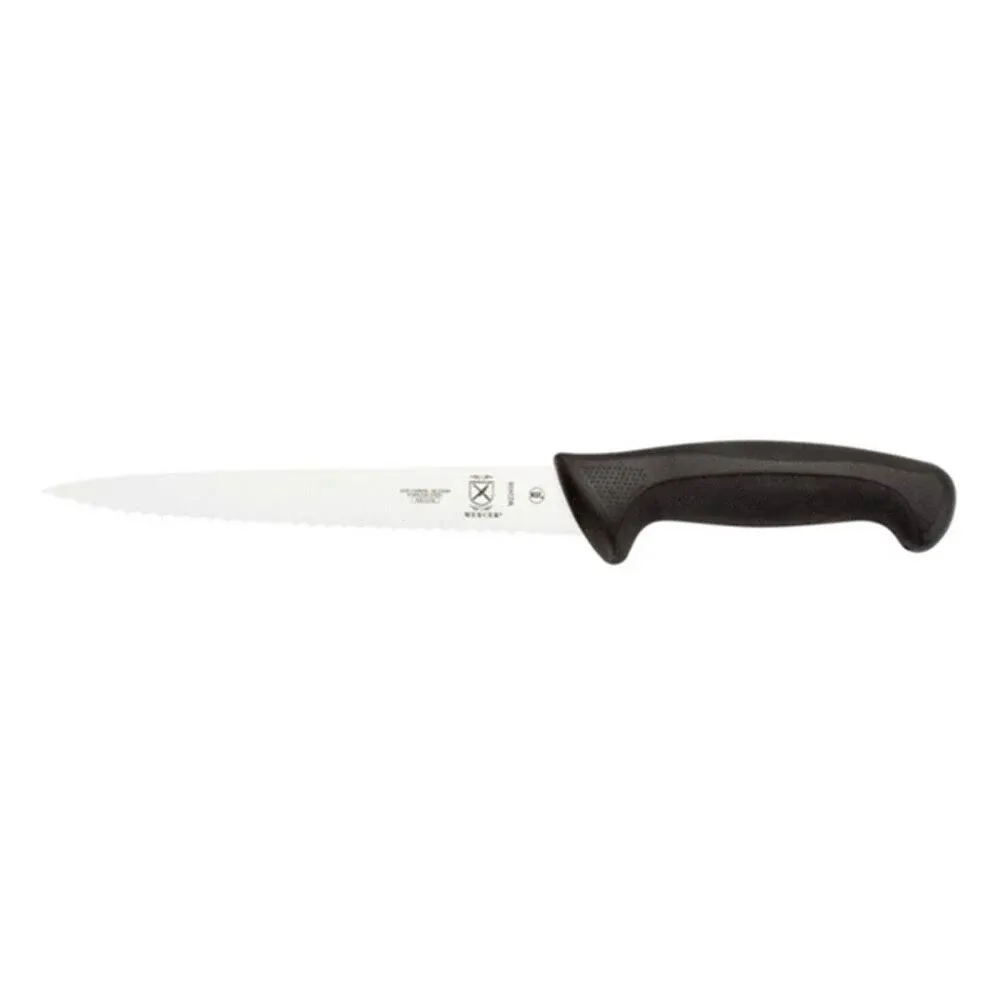 Mercer Culinary M23408 Millennia 8-Inch Wavy Edge Utility Knife, Black