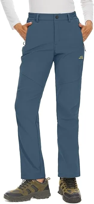 MAGCOMSEN Women's Fleece Lined Waterproof Insulated Softshell Pants Outdoor Snow ...