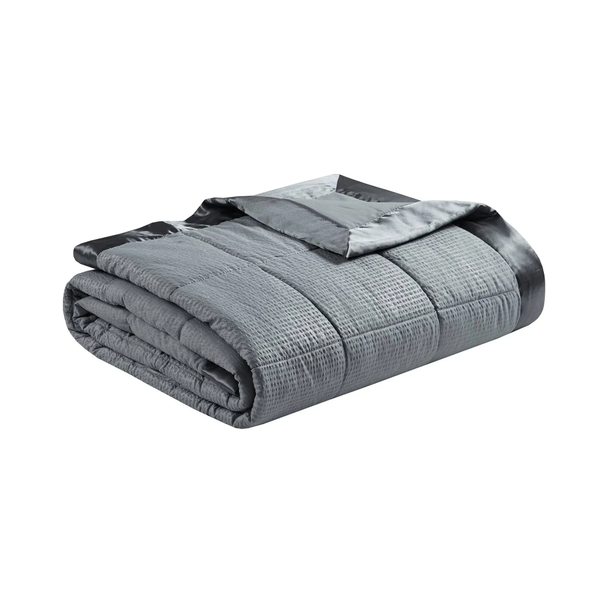 Madison Park - Cambria Oversized Down Alternative Blanket with Satin Trim - Twin - Charcoal