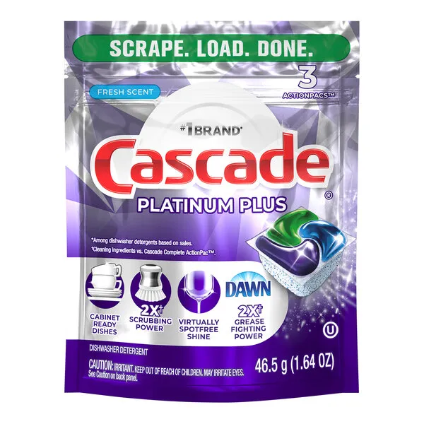 Cascade Platinum Plus Dishwasher Pod, Dish Detergent ActionPacs Dish Pods, Fresh, 52 Count