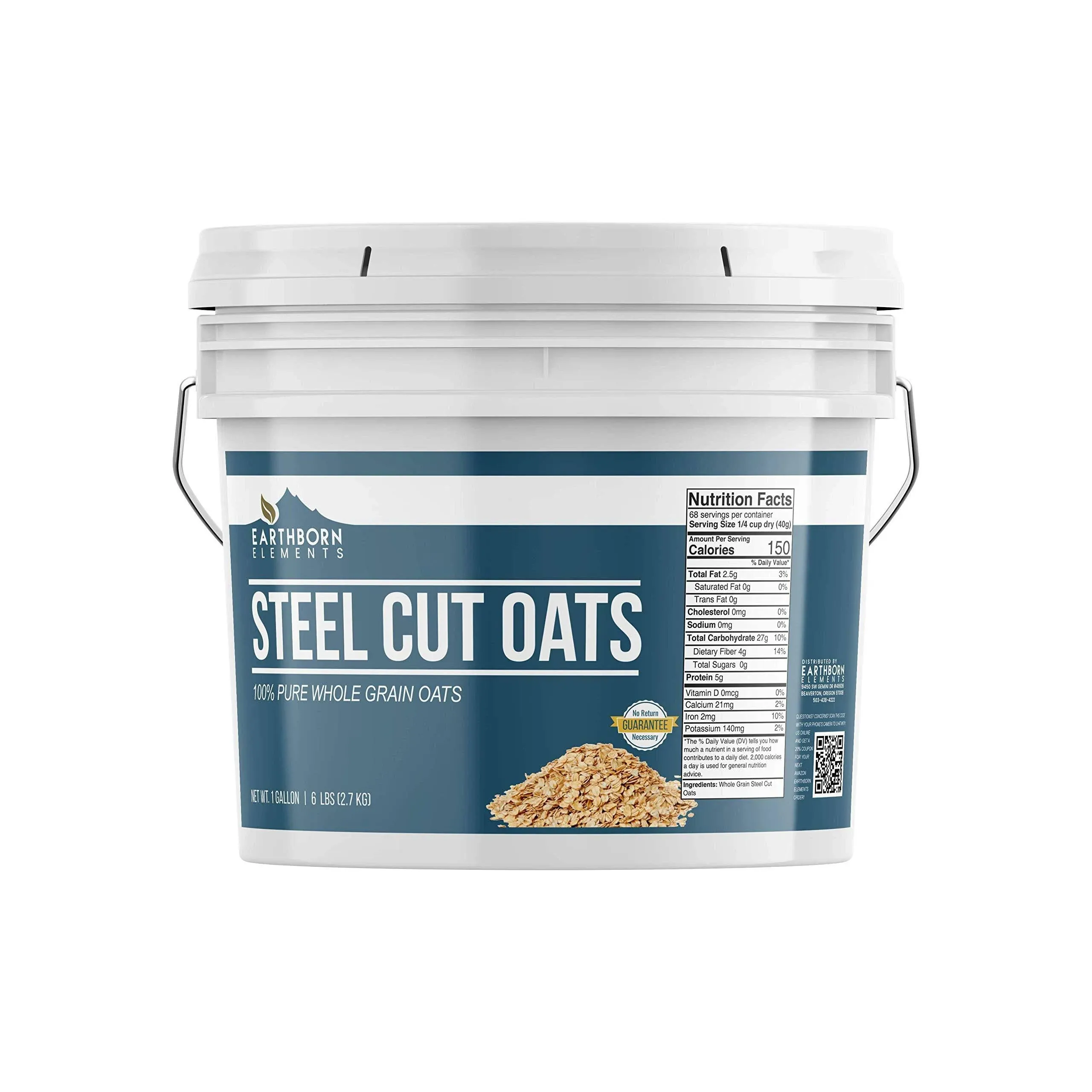 Steel Cut Oats, 1 Gallon Bucket by Earthborn Elements, Also Called Irish Oatmeal ...