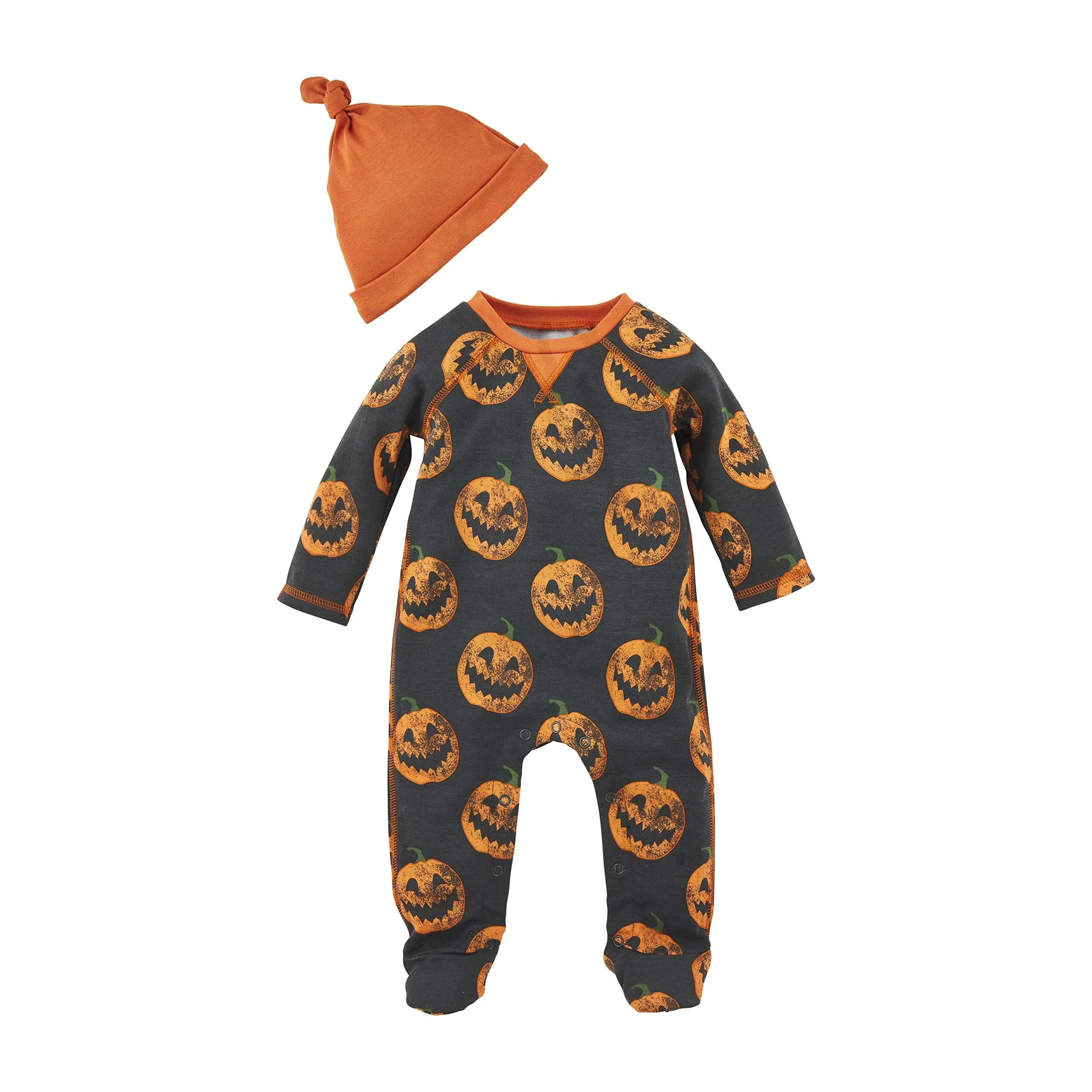 Boy Pumpkin Sleeper and Hat by Mudpie 3-6mo