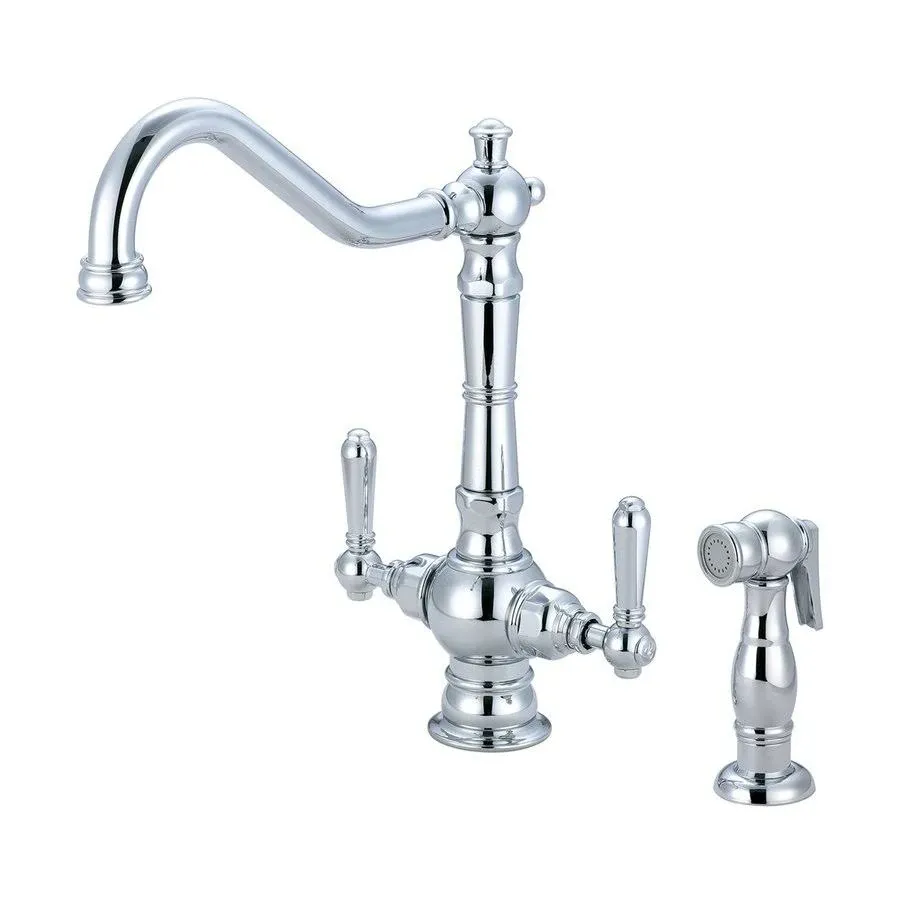 Two Handle Kitchen Faucet, Compression Hose, Single Hole, Brushed Nckl, Weight: 8.5