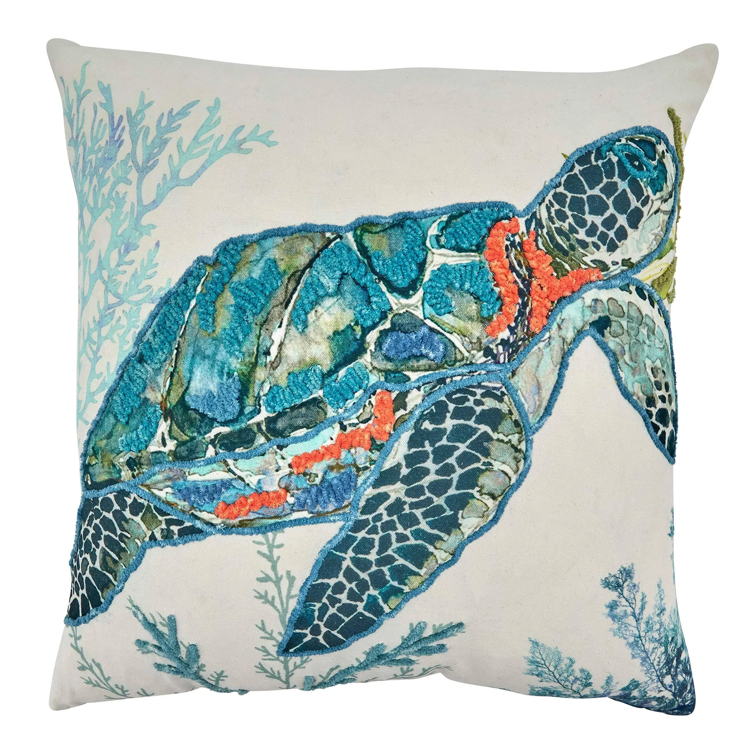 Saro Lifestyle Sea Turtle Throw Pillow Cover - Multi