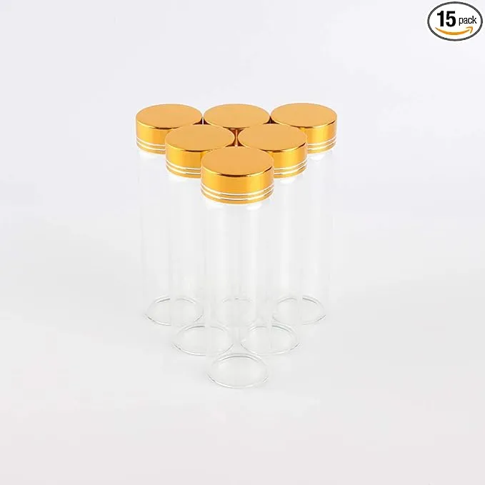 15pcs 50ml Glass Decorative Bottlesmini Bottles With Lids1.69 Oz1.18x3.93 Inch