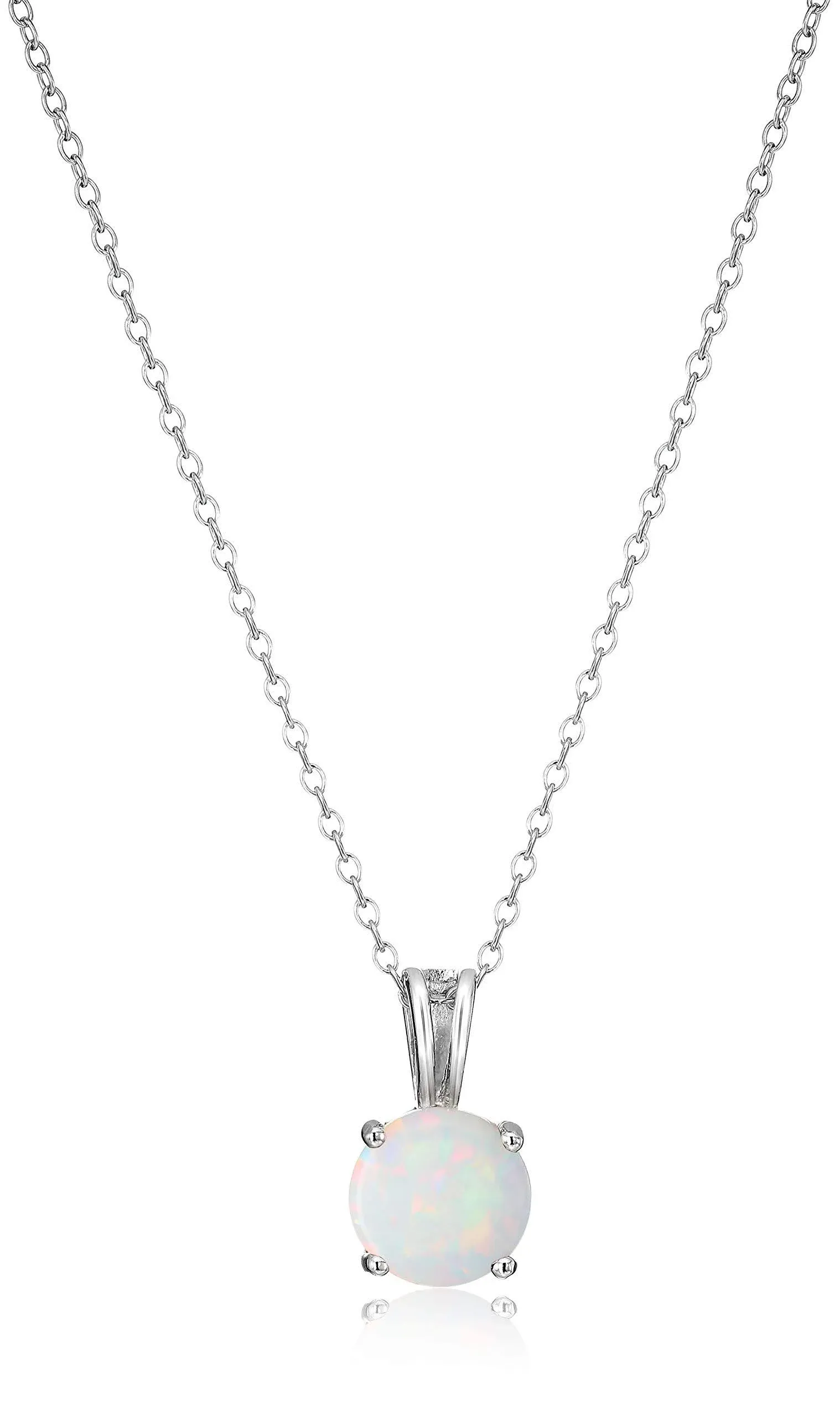 Amazon Essentials Sterling Silver Round Cut Birthstone Pendant Necklace 18"