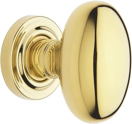 Quick Ship Collection - Single Dummy Door Knob with Classic Rose in Lifetime PVD Polished Brass by Baldwin Hardware