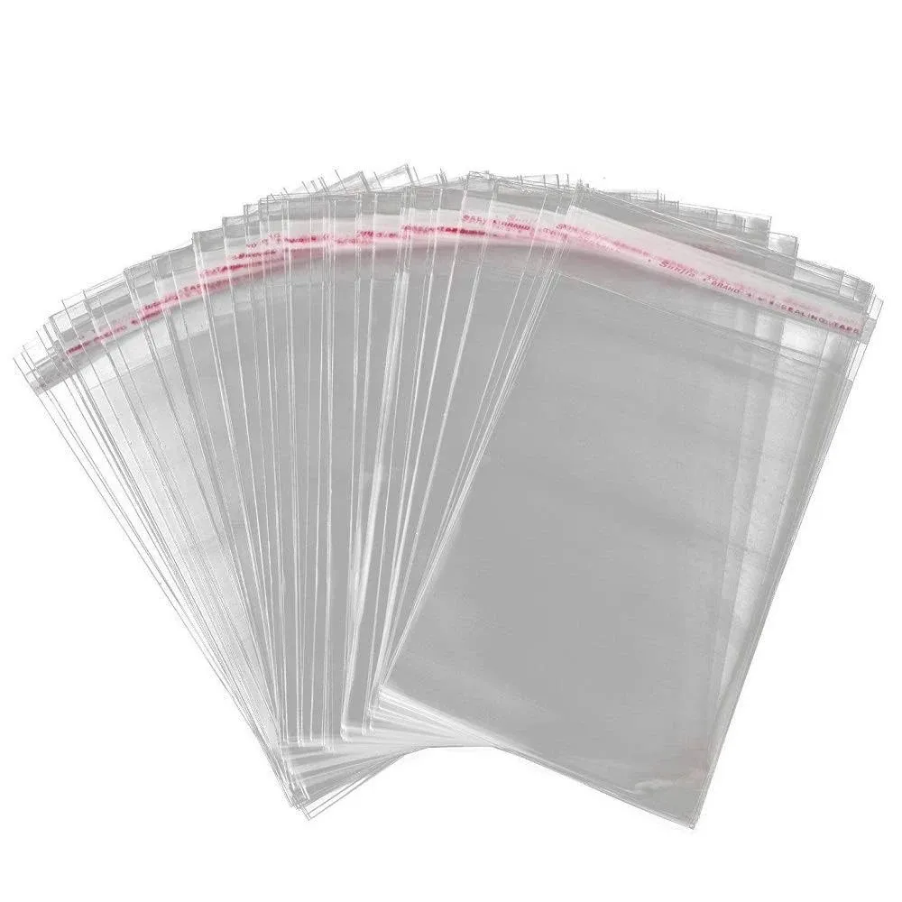 100 Pcs Self Seal Clear Plastic Bags for Packaging Clothing T-Shirt Prints