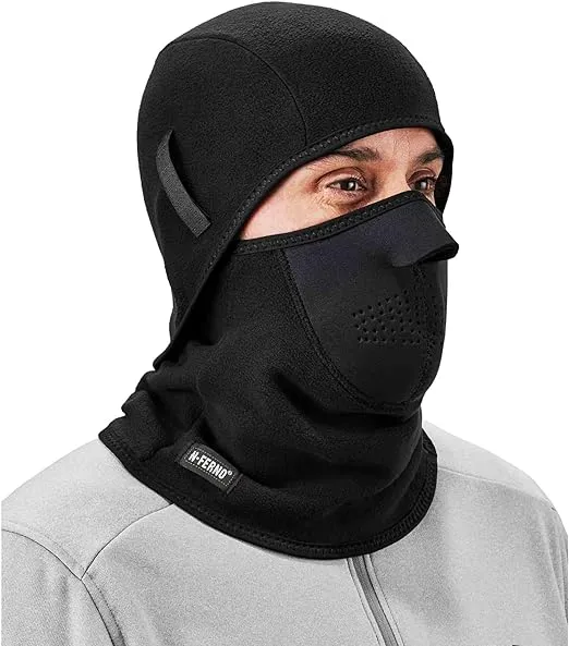 Ergodyne N-Ferno 16827 2-Piece Fleece/Neoprene Balaclava, Black - 12 pack