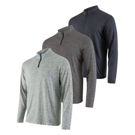 3 Pack: Dry-Fit Active Quarter Zip Long Sleeve Athletic Performance Pullover