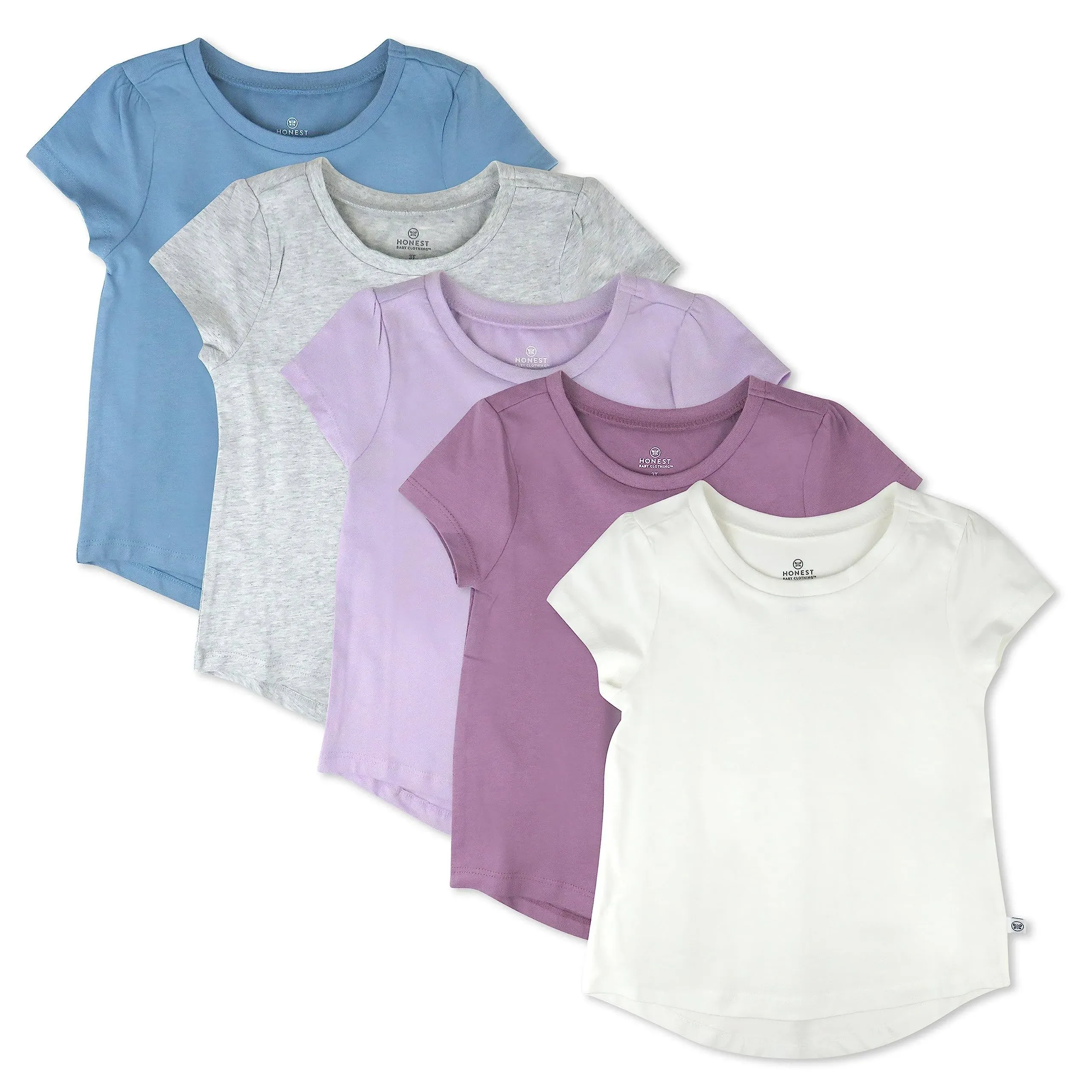 Honest Clothing 5-Pack Organic Cotton Girls' Short Sleeve T-Shirts