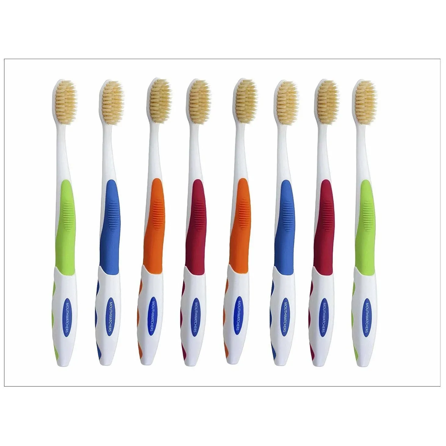 Mouthwatchers Antimicrobial Floss Bristle Silver Toothbrush, Adult, 8 Pack