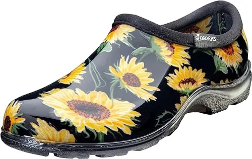 Sloggers Women's Sunflower Waterproof Garden Shoes, 1-Pair, Black, 8