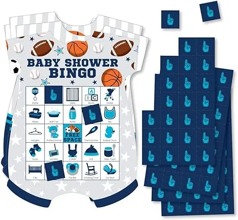 Go, Fight, Win - Sports - Bingo Cards & Markers - Baby Shower Bingo Game - 18 Ct