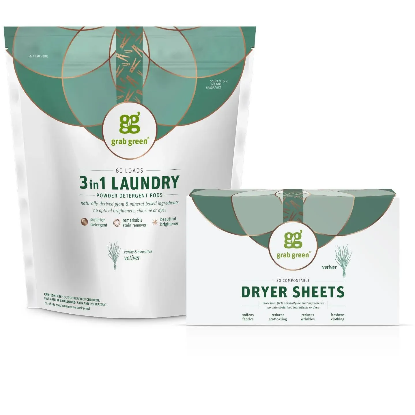 Grab Green Classic Laundry Detergent Pods + Dryer Sheets - Vetiver