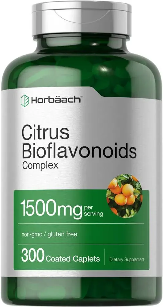 Horbäach Citrus Bioflavonoids Supplement | 1500mg | 300 Caplets | Vegetarian, Non-GMO, and Gluten Free Formula | Value Size