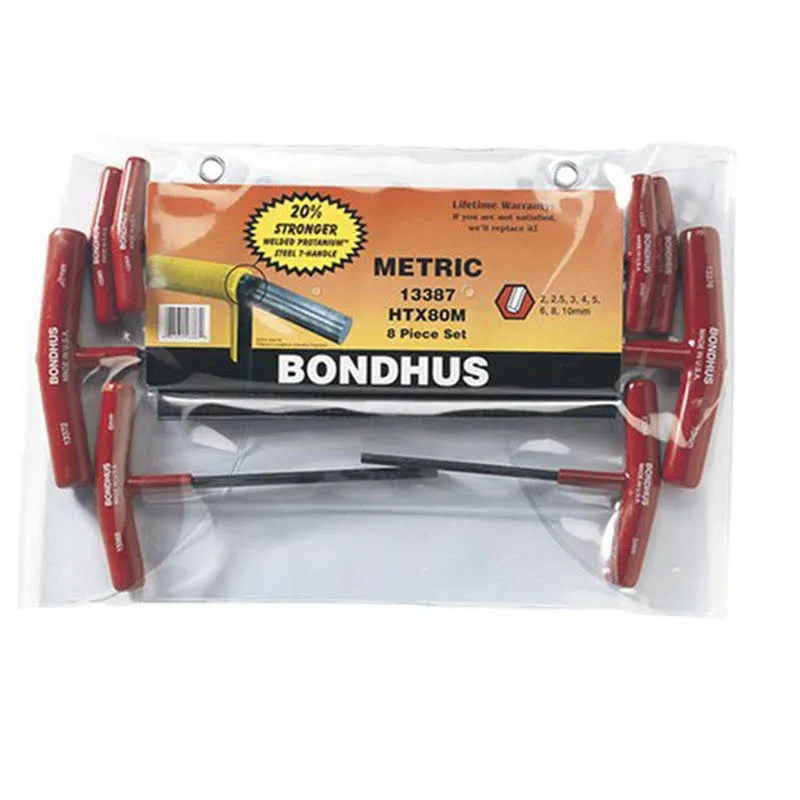 Bondhus 13387 Set 8 Graduated Length Hex T-Handles 2-10mm