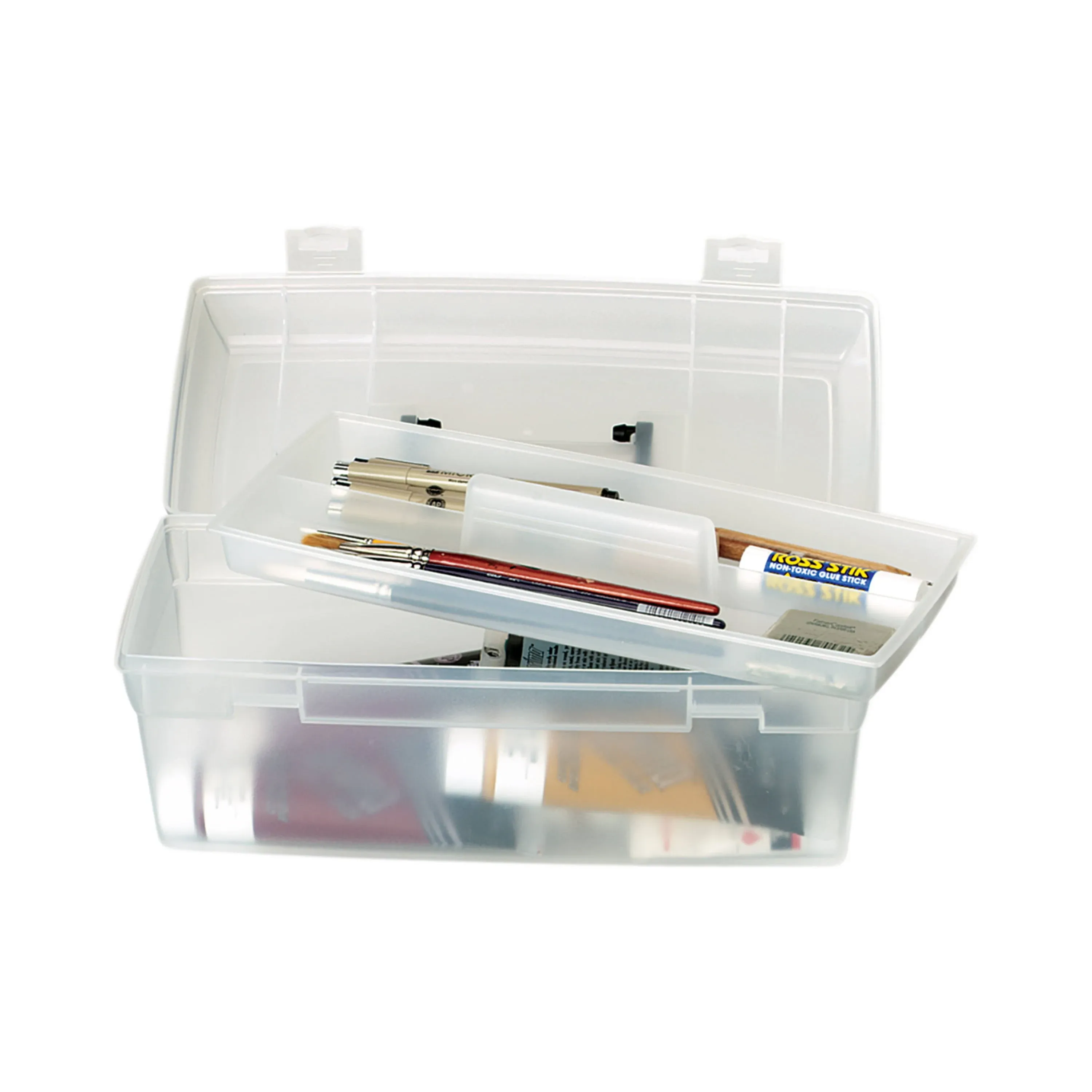 ArtBin 83805 Essentials Lift-Out Tray Box, Portable Art & Craft Organizer with Handle and Tray, Clear