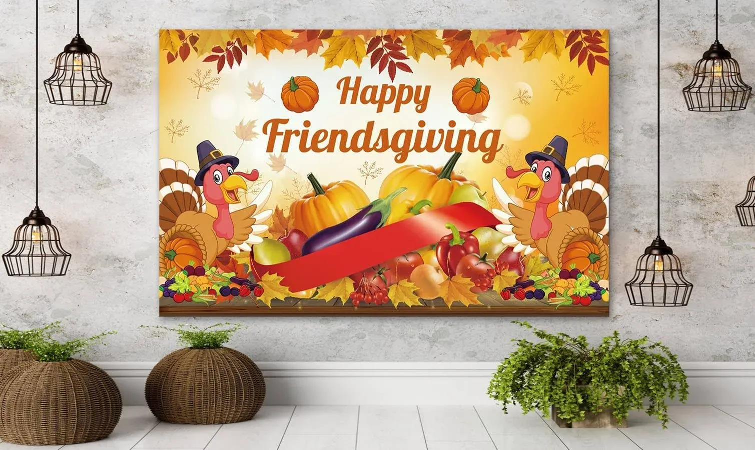 friendsgiving Party decorations,La<wbr/>rge Happy friendsgiving Banner Backdrop&amp;#6529<wbr/>2