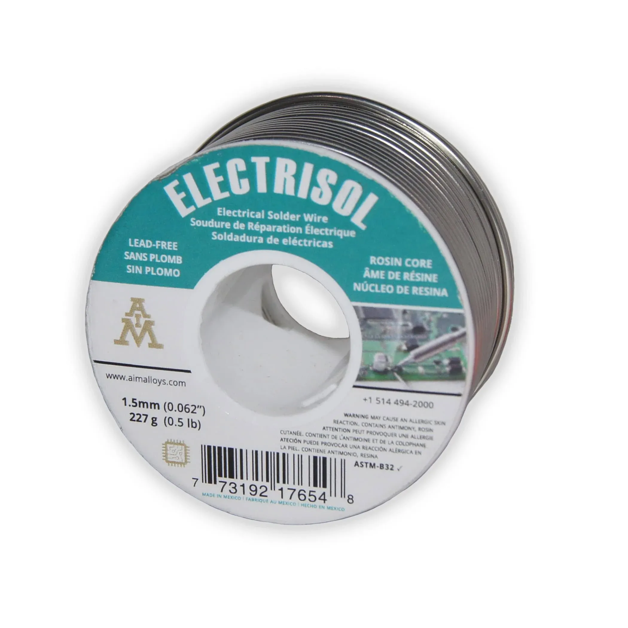 Electrisol Lead Free 0.062inch Rosin Flux Core Solder Wire for Electrical Sol...