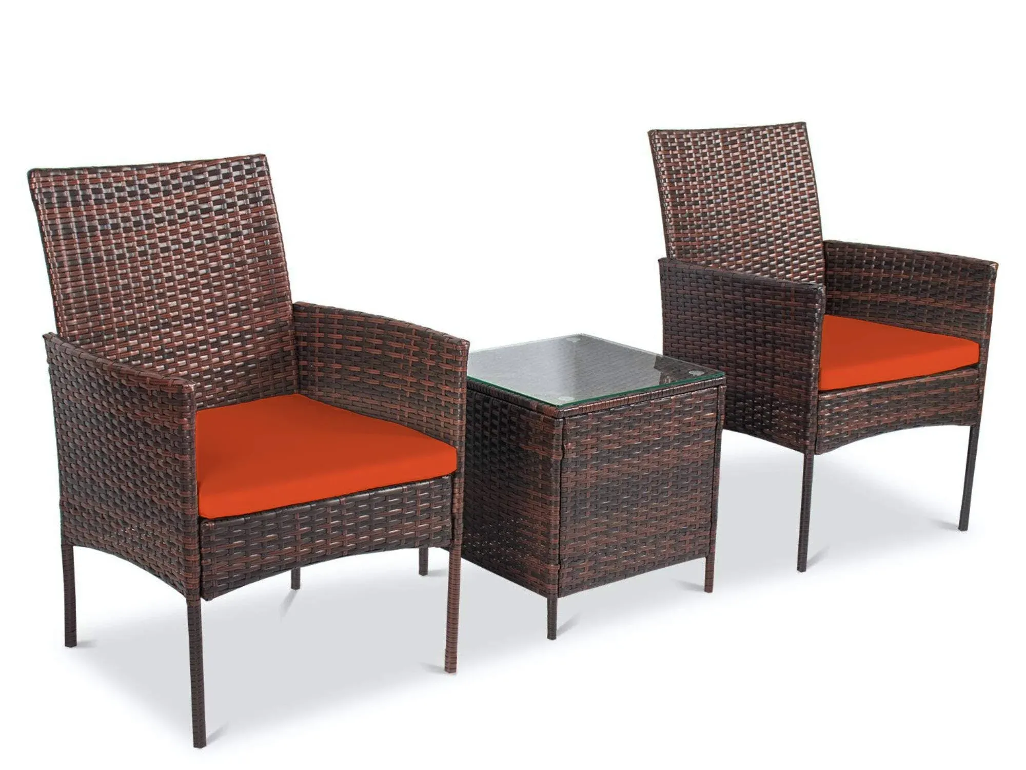 Pyramid Home Decor Rattan 3-Piece Patio Bistro Set - Orange