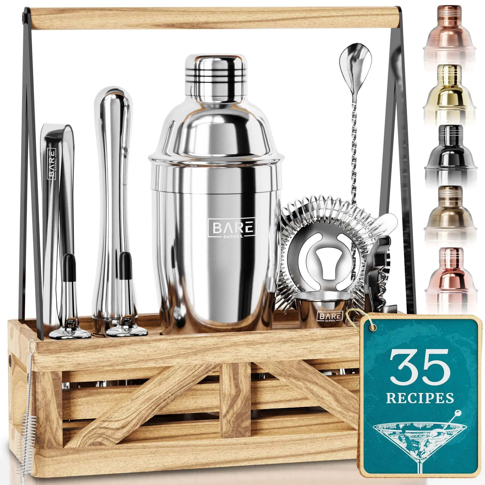 Mixology Bartender Kit Silver | Home Bar Set Cocktail Shaker Set Martini Shaker