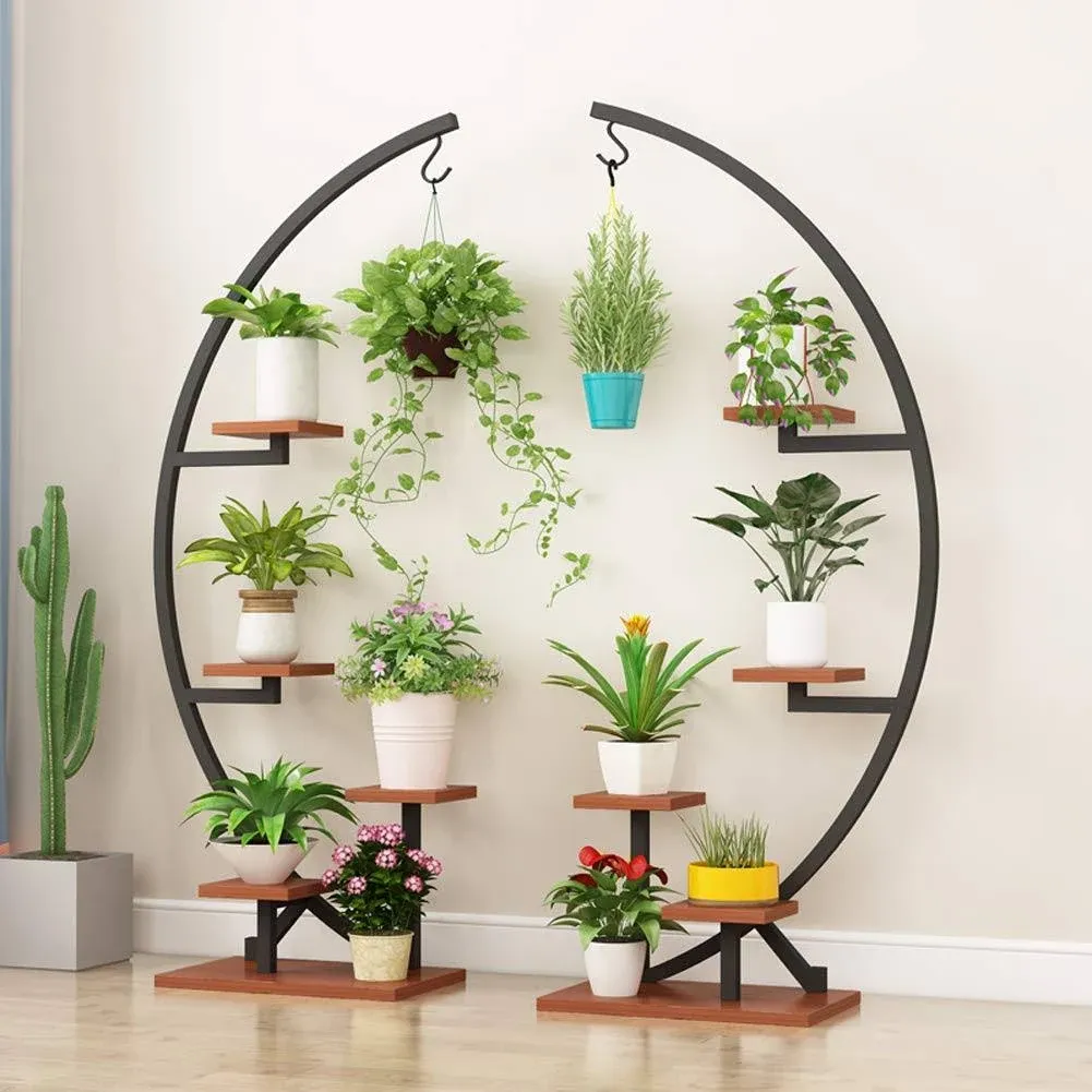 Plant Stand Indoor Half Moon Plant Shelf Stand Multiple Tiered Decorative Flower