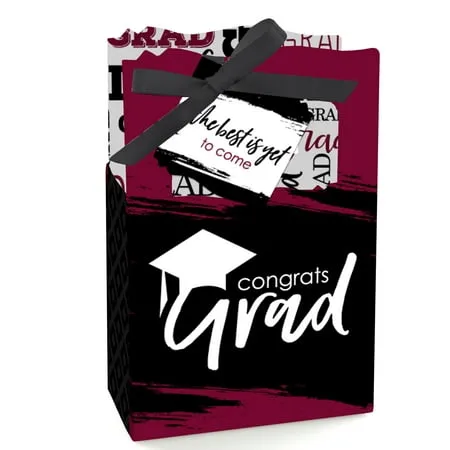 Maroon Grad - Best is Yet to Come - Graduation Party Favor Boxes - Set of 12