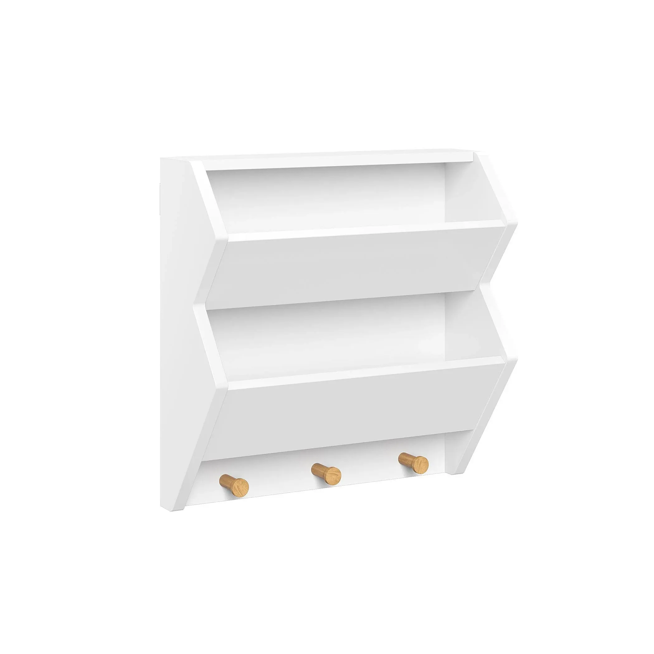 RiverRidge Home Kids Catch-All Wall Shelf with 3 Hooks, White