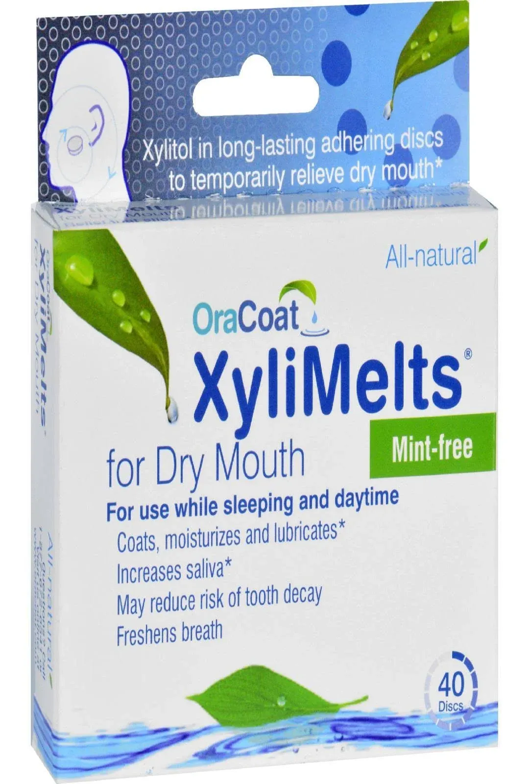 OraCoat XyliMelts for Dry Mouth Relief, Sugar-Free with Xylitol, Slightly Sweet Mint-Free, 40 Count - 40 ct | CVS