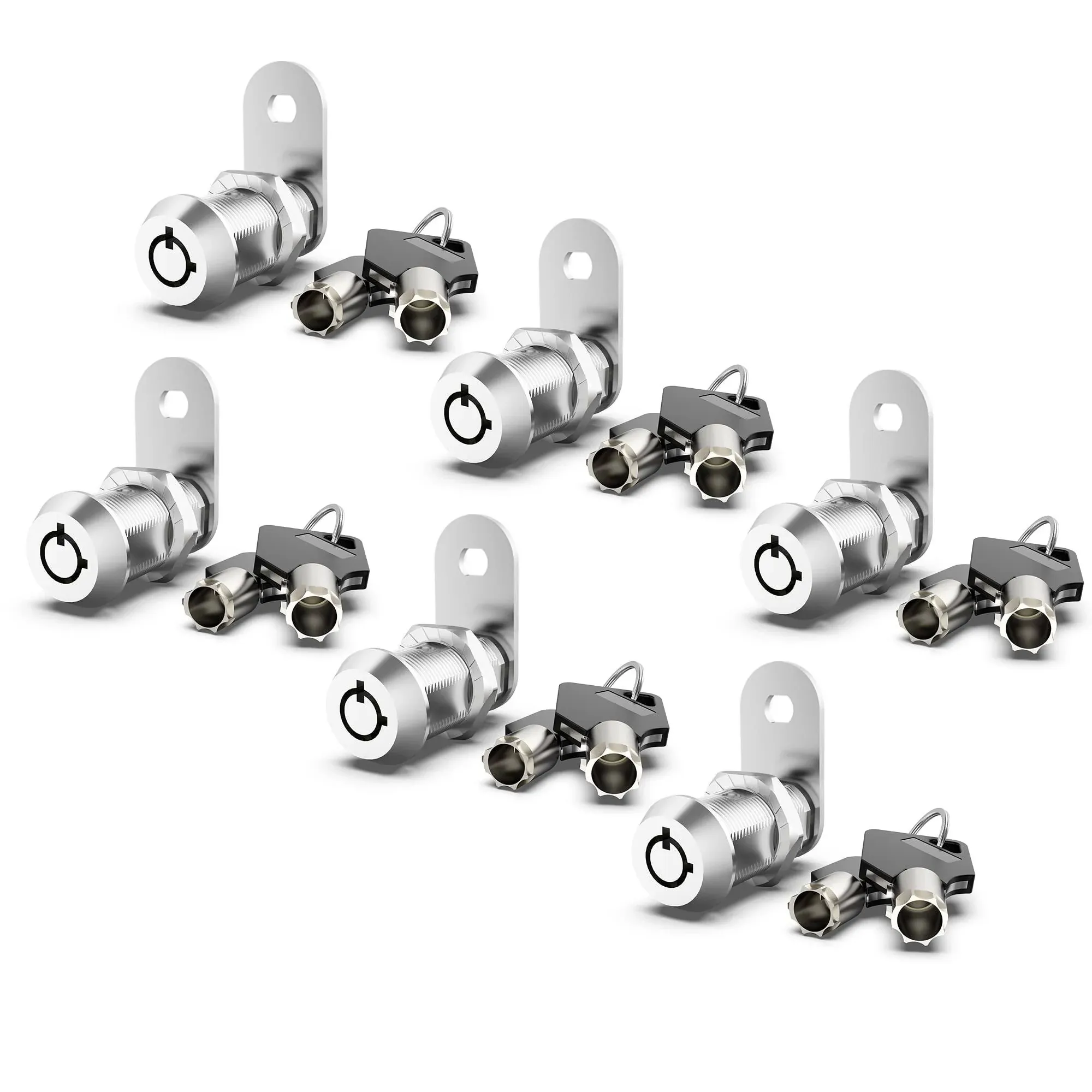 6 Pack Cabinet Locks with Keys 1-1/8&#034; Cam Locks Keyed Alike RV Storage Lock f...