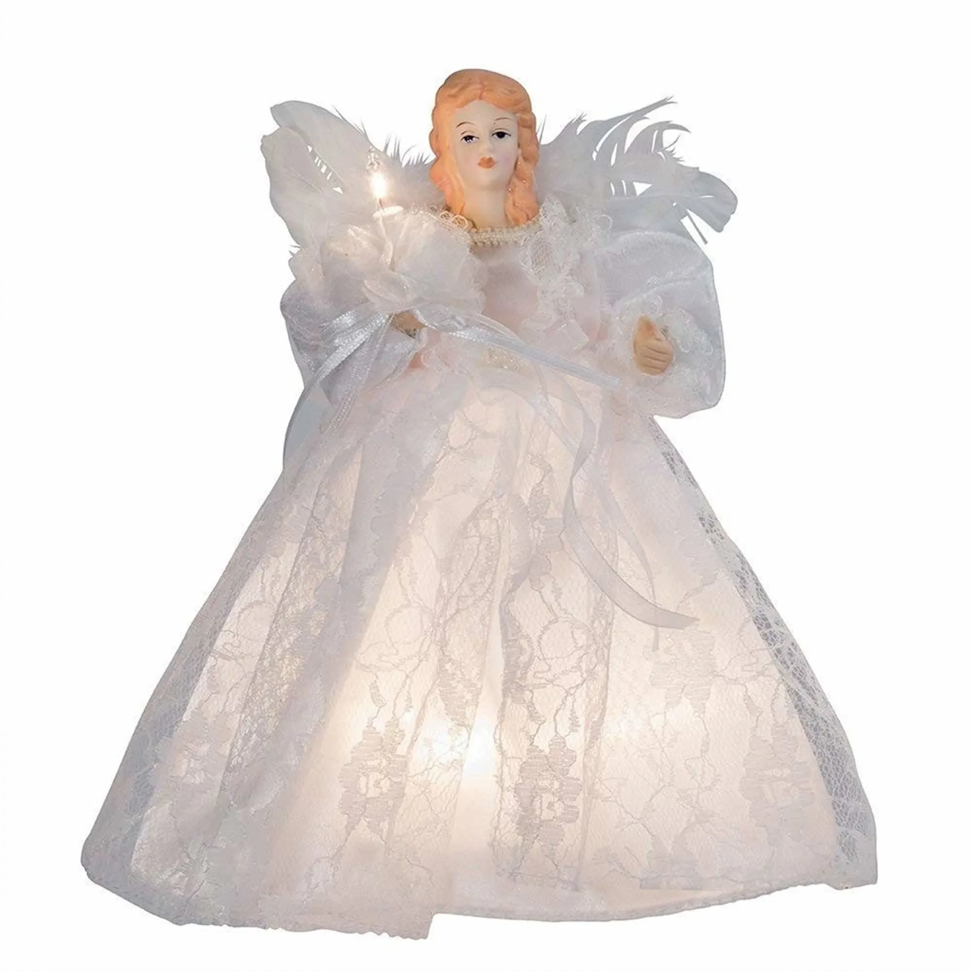 Kurt Adler 10-Light 9-Inch White Angel Treetop